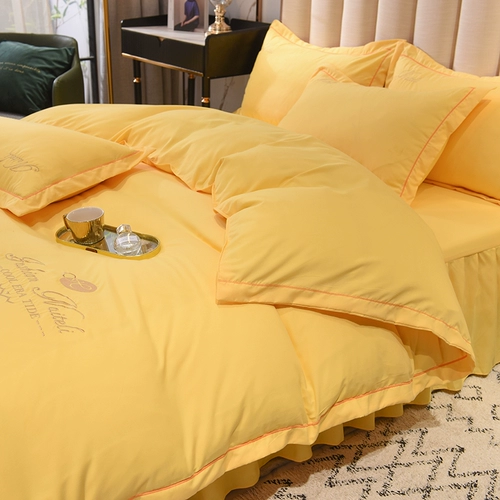 Хлопковый комплект, нескользящое покрывало, пододеяльник для принцессы, легкий роскошный стиль, с вышивкой, 4 предмета, простой и элегантный дизайн