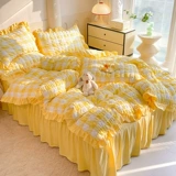 Хлопковый комплект, пододеяльник, хлопковая нескользящая простыня для принцессы для школьников, 4 предмета