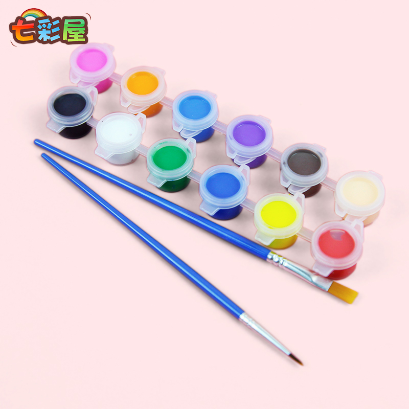 Watercolor gouache one-piece pigment 12 colors digital oil painting coloring multi-function DIY paint brush hook line pen