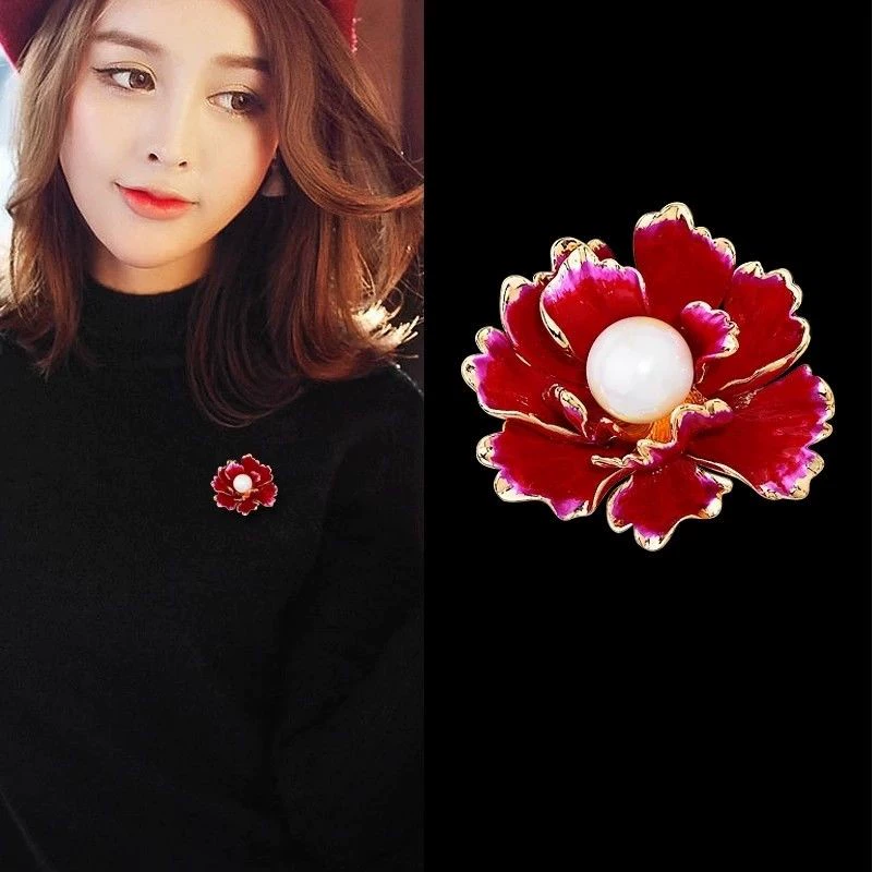 National Flower Peony Flower Size Brooch Brooch Womens Pin-in Jacket Ngọc trai Ghim Cardigan Phụ kiện sườn xám - Trâm cài