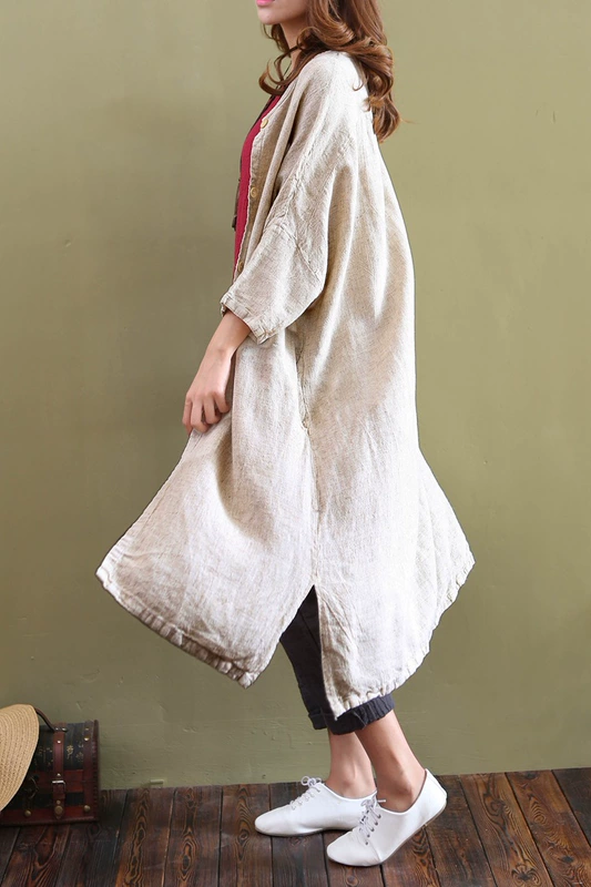 Cotton và cardigan Áo khoác dài nữ Áo sơ mi nữ Váy chống nắng Bên ngoài Khăn choàng bằng vải cotton Top mùa xuân hè - Áo sơ mi