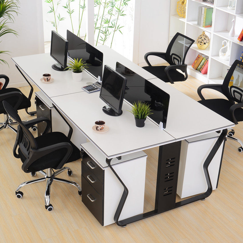 Desk Minimalist Modern Staff Four Office Workers 4 Computer Table And Chairs Combined Screen Work 6 Office Furniture-Taobao