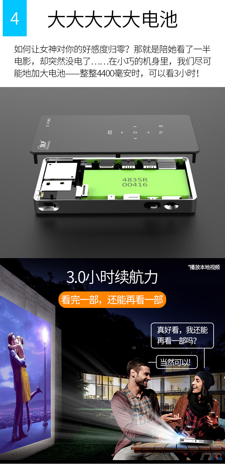 Máy chiếu Rui Shida nhà HD thông minh không dây siêu nhỏ cầm tay 3D