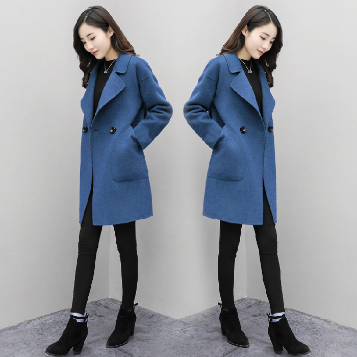 Autumn and winter woolen coat women's middle and long Korean large size woolen coat
