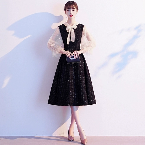 Вечернее платье, черная юбка, французский стиль, коллекция 2021