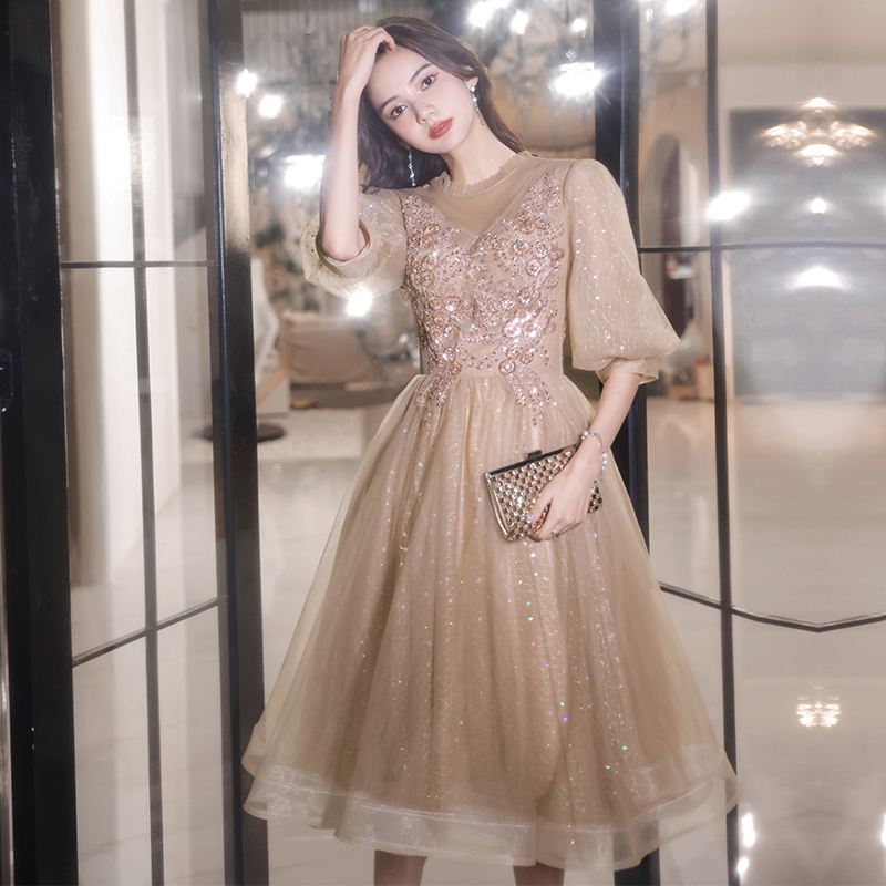 Evening dress, advanced skirt, champagne color, high-quality style, suitable for teen Evening dress, advanced skirt, champagne color, high-quality style, suitable for teen