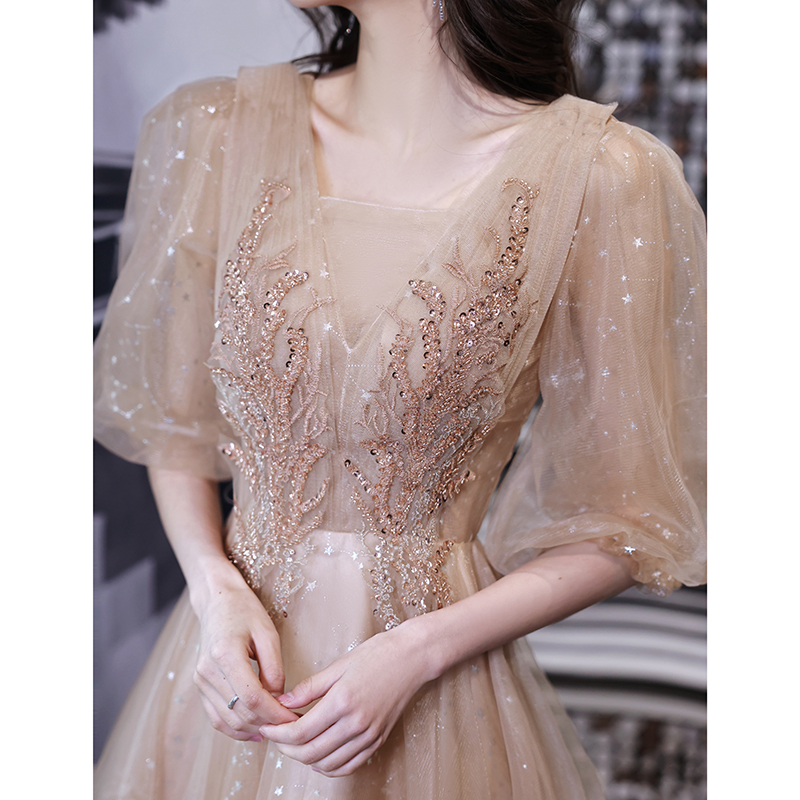 Evening dress, skirt, advanced bridesmaid dress, champagne color, 2022 collection, high-quality style Evening dress, skirt, advanced bridesmaid dress, champagne color, 2022 collection, high-quality style