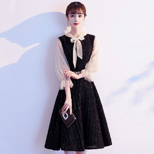 Вечернее платье, черная юбка, французский стиль, коллекция 2021