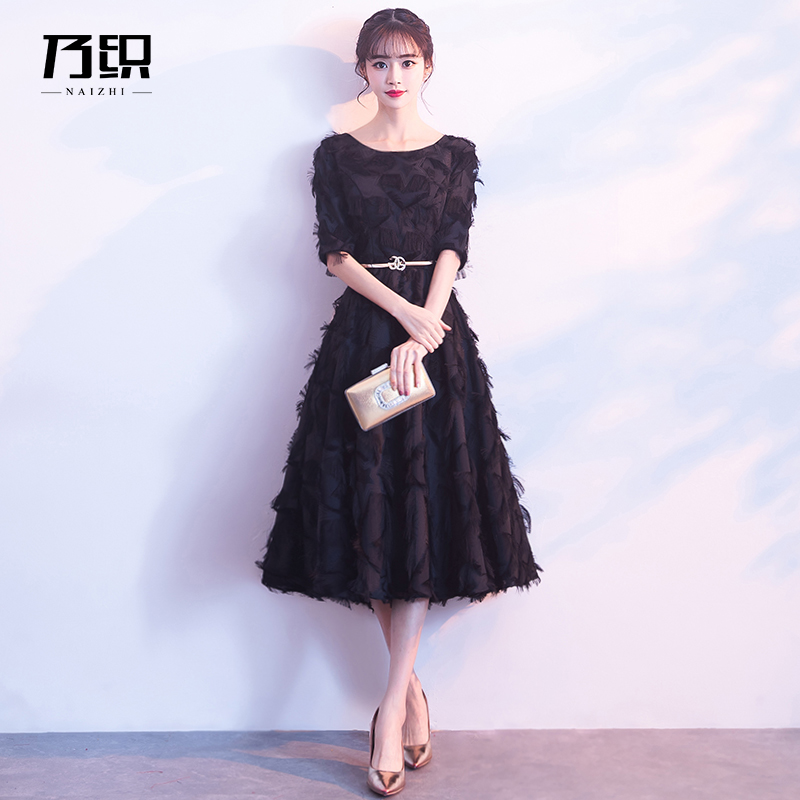 Black small evening dress female 2022 new temperament banquet light luxury large size wedding dress can be worn at ordinary times