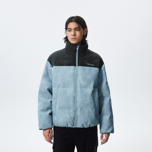 CH trendy men's patchwork stand collar cotton coat CH trendy men's patchwork stand collar cotton coat