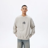 [Тот же стиль в торговых центрах] CHINISM фиолетовый с круглым вырезом из плотного хлопка, мужской классический пуловер в американском стиле ретро