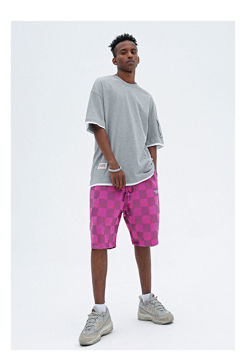 Chinism hip hop kẻ sọc quần short nam triều năm quần mùa hè lỏng thủy triều thương hiệu ins thể thao giản dị quần 5 điểm - Crop Jeans shop quần jean nam