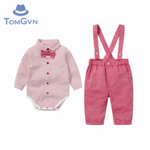  Tommy Gavin 2021 male baby baby autumn handsome bib 100 days suit one-year-old red gentleman dress