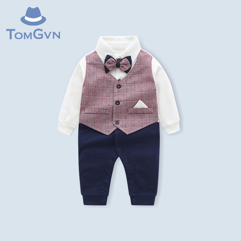 Tommy Gawen Hundred Days baby clothes full moon gentleman ha suit suit one year old autumn dress baby dress boy