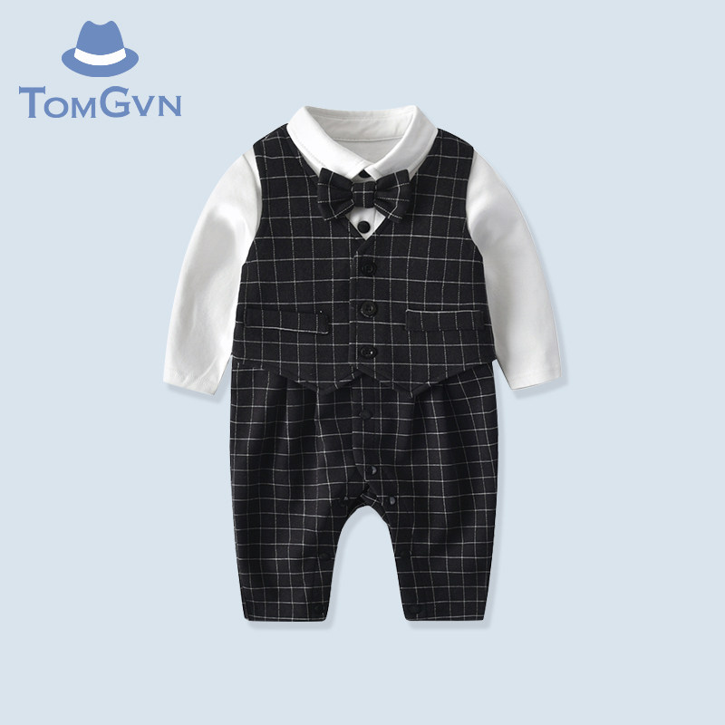 Tommy cover baby clothes baby clothes Men's baby Even a gentleman Harvest gentleman climbing to the year old banquet gown
