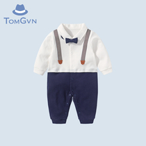 Tommy Gavin baby fake strap jumpsuit 2021 Winter newborn gentleman baby one year old dress male