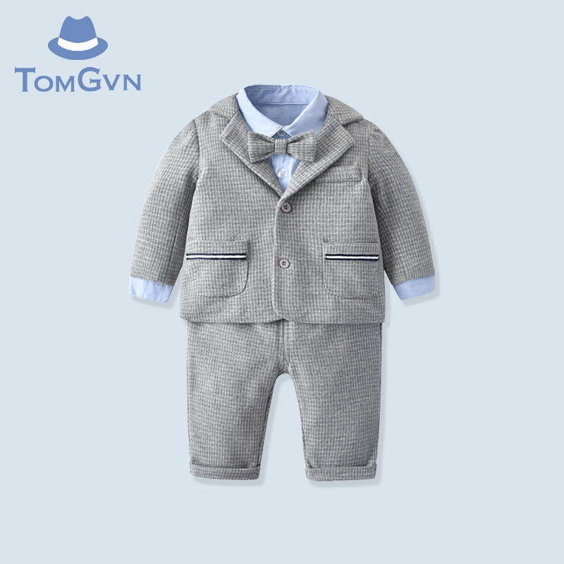 Tommy Gaven boy autumn winter suit gentleman male baby 100 days one year old dress for autumn clothing foreign air baby clothes-Taobao