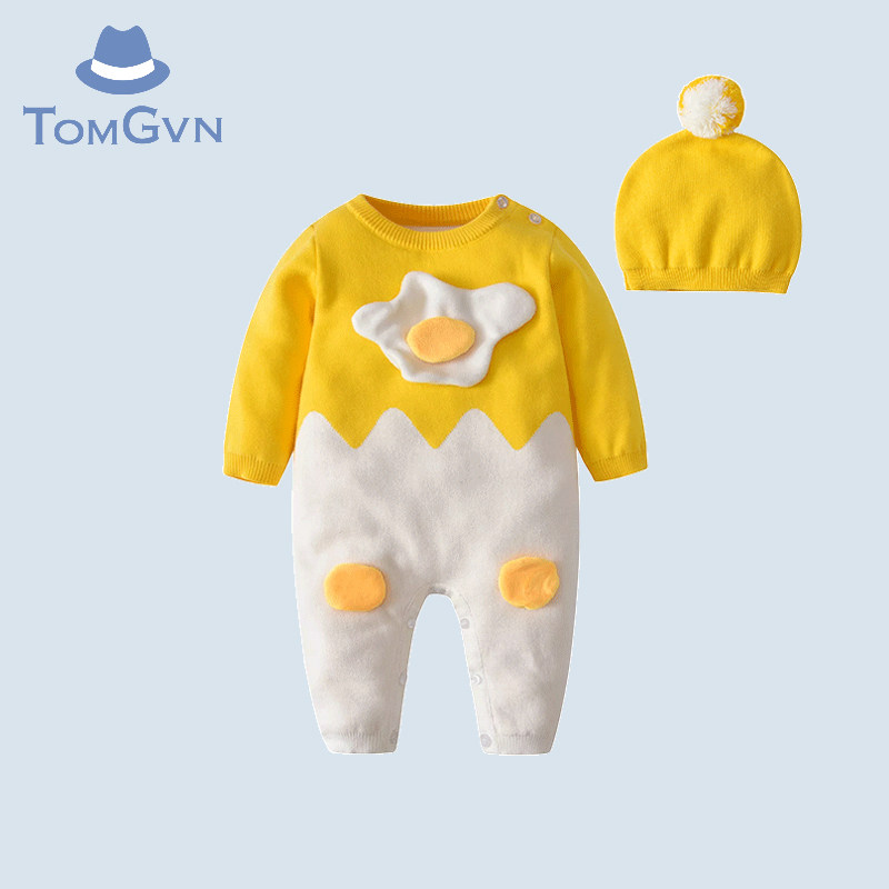Tommy Gavin baby clothes autumn and winter suit male baby knitted jumpsuit full moon hundred days romper romper pure cotton
