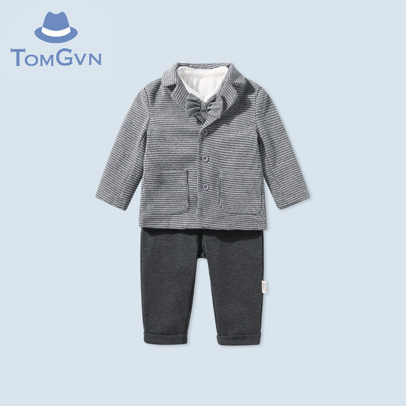 Tommy Gavin children's clothing autumn new boy baby one-year-old dress suit flower girl clothes handsome gentleman three-piece suit