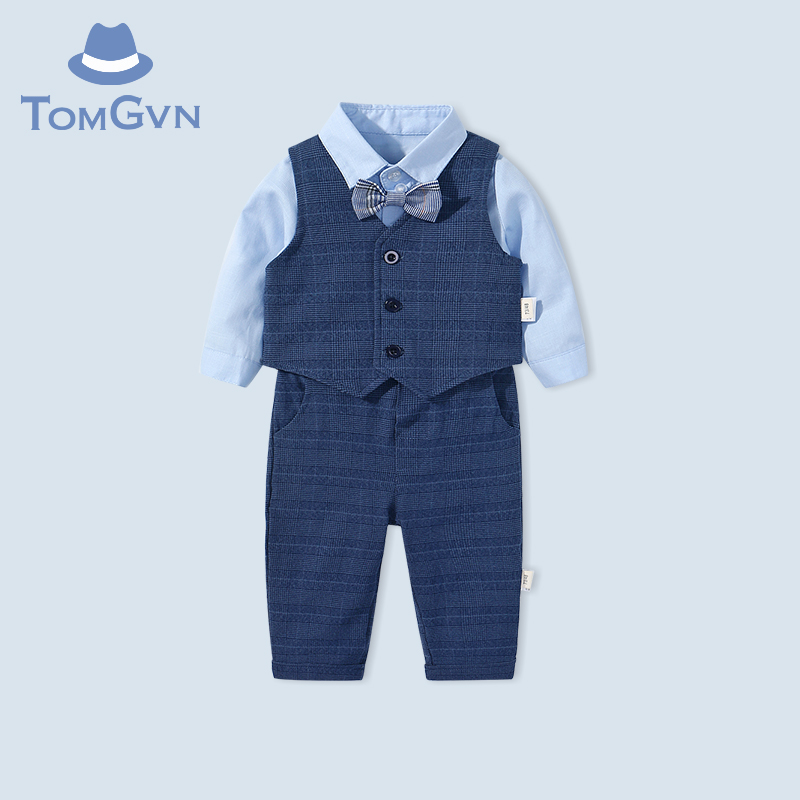 Tommy Gavin baby dress handsome baby boy full moon 100 days old gentleman suit 0-2 years old baby bag pants