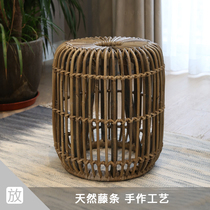 foundhome rattan sitting bench simple round stool low stool sofa stool handmade home footstool small stool