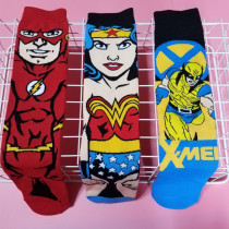 The original single Justice League Wonder Woman Flash Wolverine Anime hero men and women couples Street tide socks