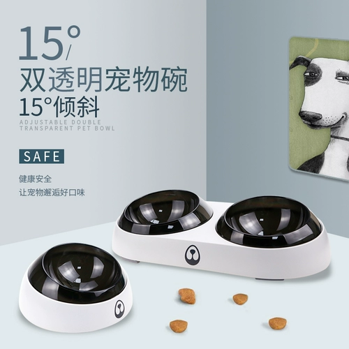 Двойная чаша для кошачьей кошки для любимой собаки для защиты бассейна шейки матки в бассейне для собак рисовой горшок для блюд, две посуды с высоким содержанием подготовки