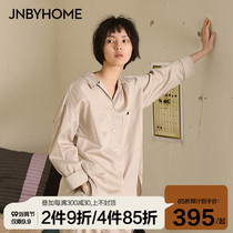 JNBYHOME Jiangnan cloth casual home clothing set cotton pure color pajamas long sleeve men and women simple can be worn outside