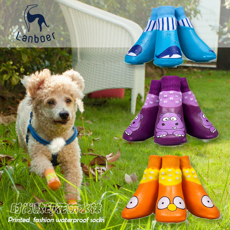 Pet shoes and socks cat anti-scratch summer waterproof socks dog cartoon non-slip Bichon Teddy socks large dog foot cover