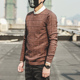 Mùa thu và mùa đông nam cổ tròn jacquard là áo len mỏng áo thun Hàn Quốc Slim fit thanh niên cơ sở áo len hoang dã thủy triều - Hàng dệt kim