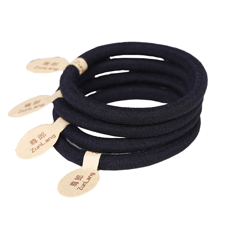 Plus coarse hair circle high elastic hair ring Han version rubber band base hair ring black leather cover brief hairdresser tie hair woman