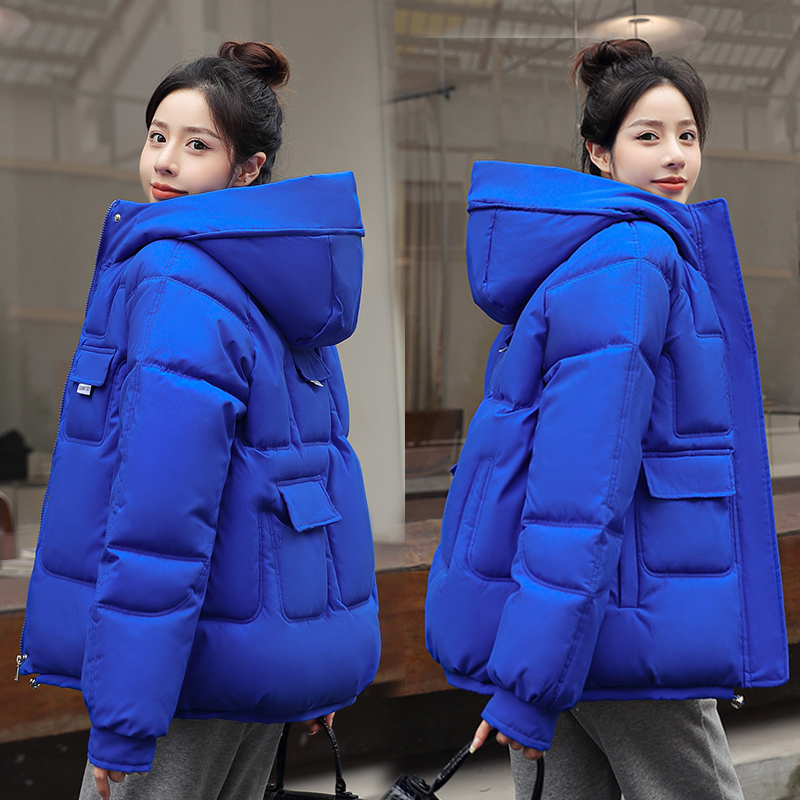 Special Clearance Sale Autumn and Winter Fashionable down Cotton Jacket for Women, Korean Style Short Coat, Loose Klein Blue Student Cotton-Padded Jacket, Trendy