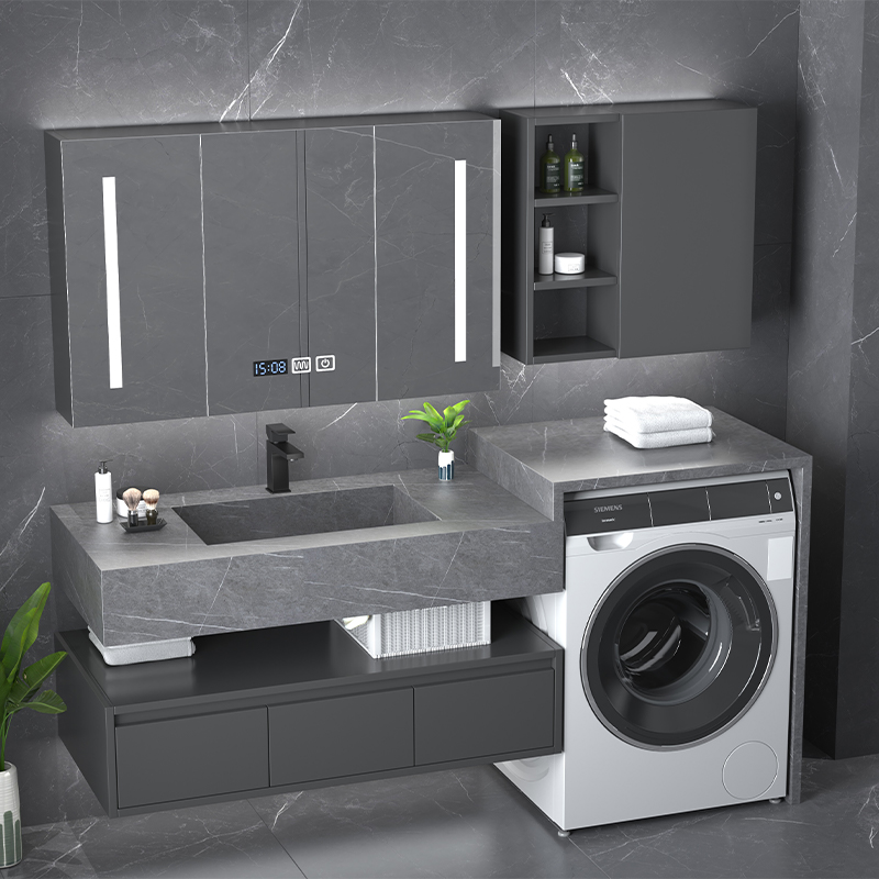 Modern simple washing machine integrated cabinet Balcony washbasin cabinet Laundry sink washbasin cabinet combination rock board bathroom cabinet