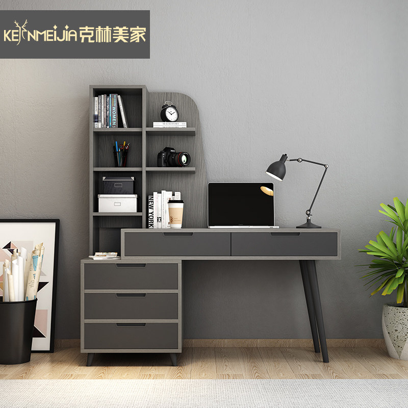 Nordic Corner Desk Computer Desk Style Desk Modern Minimalist Desk Bookshelf Group of the whole family with a writing desk