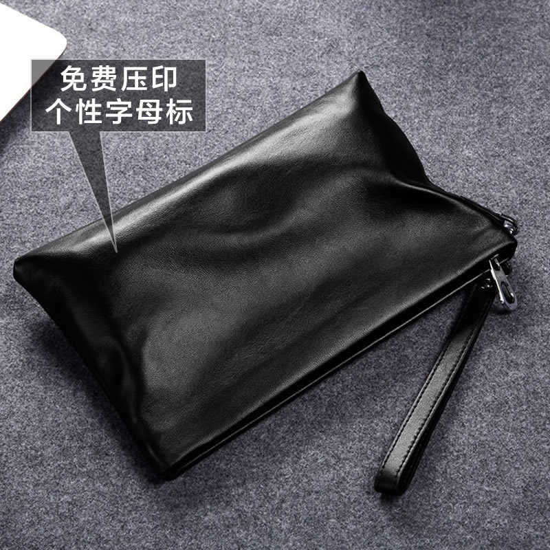 Men's Genuine Leather Clutch Bag, Soft Leather, Large Capacity Envelope Bag, Men's First Layer Sheepskin Large Clutch Bag Men's Genuine Leather Clutch Bag, Soft Leather, Large Capacity Envelope Bag, Men's First Layer Sheepskin Large Clutch Bag