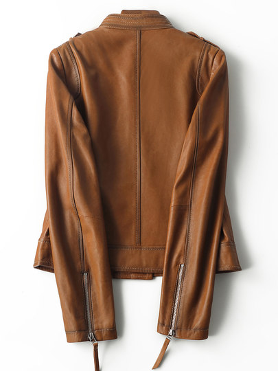 Genuine leather jacket for women Haining 2025 spring and autumn new lambskin slim short Korean style motorcycle jacket trendy