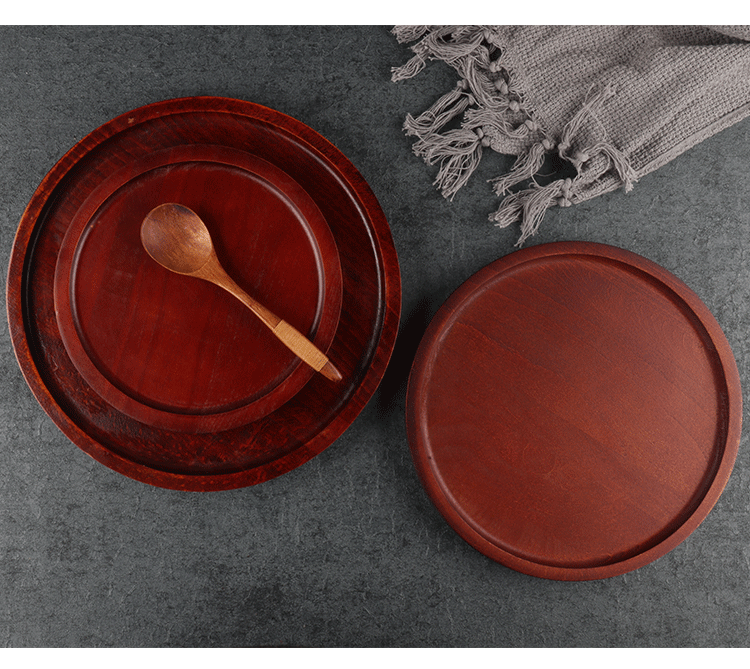 Nhật Bản phong cách khay gỗ retro hình chữ nhật tròn log hộ gia đình rắn gỗ khay đĩa tấm món ăn đĩa - Tấm khay gỗ tròn