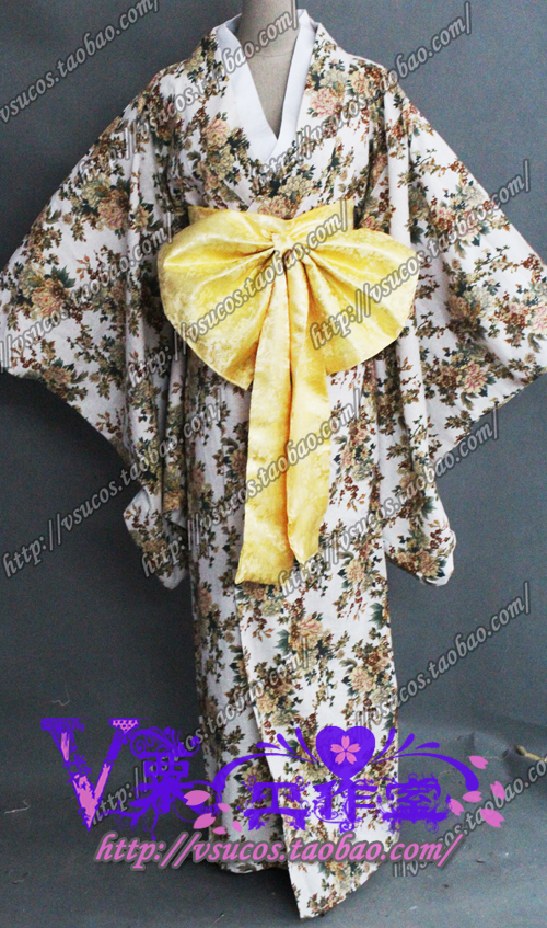 v millo cos / cơn mưa mơ sàn trắng in kimono và áo choàng tắm hoa nhóm gió phổ biến trang phục cosplay để bản đồ tùy chỉnh - Cosplay cosplay đồ ngủ