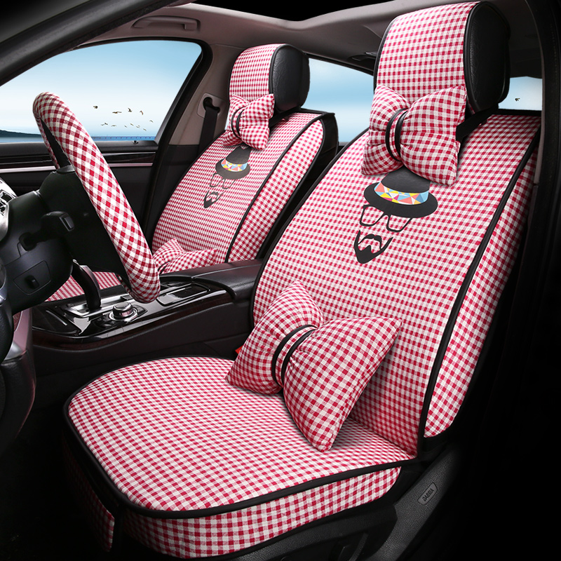 Four seasons General Motors Inner fabric Seating Chair Cover Full of Decorative In-car Accessories Five Sets Seat Cushion Cartoon Full Package Cushion