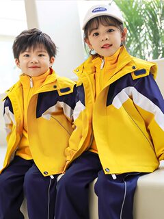 幼儿园园服中小学生校服春秋三合一冲锋衣套装儿童冬装班服三件套