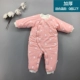 Bộ đồ liền thân cotton cotton cho bé mùa thu đông nam nữ ra ngoài quần áo dày quần áo sơ sinh jumpsuit trẻ em thu đông