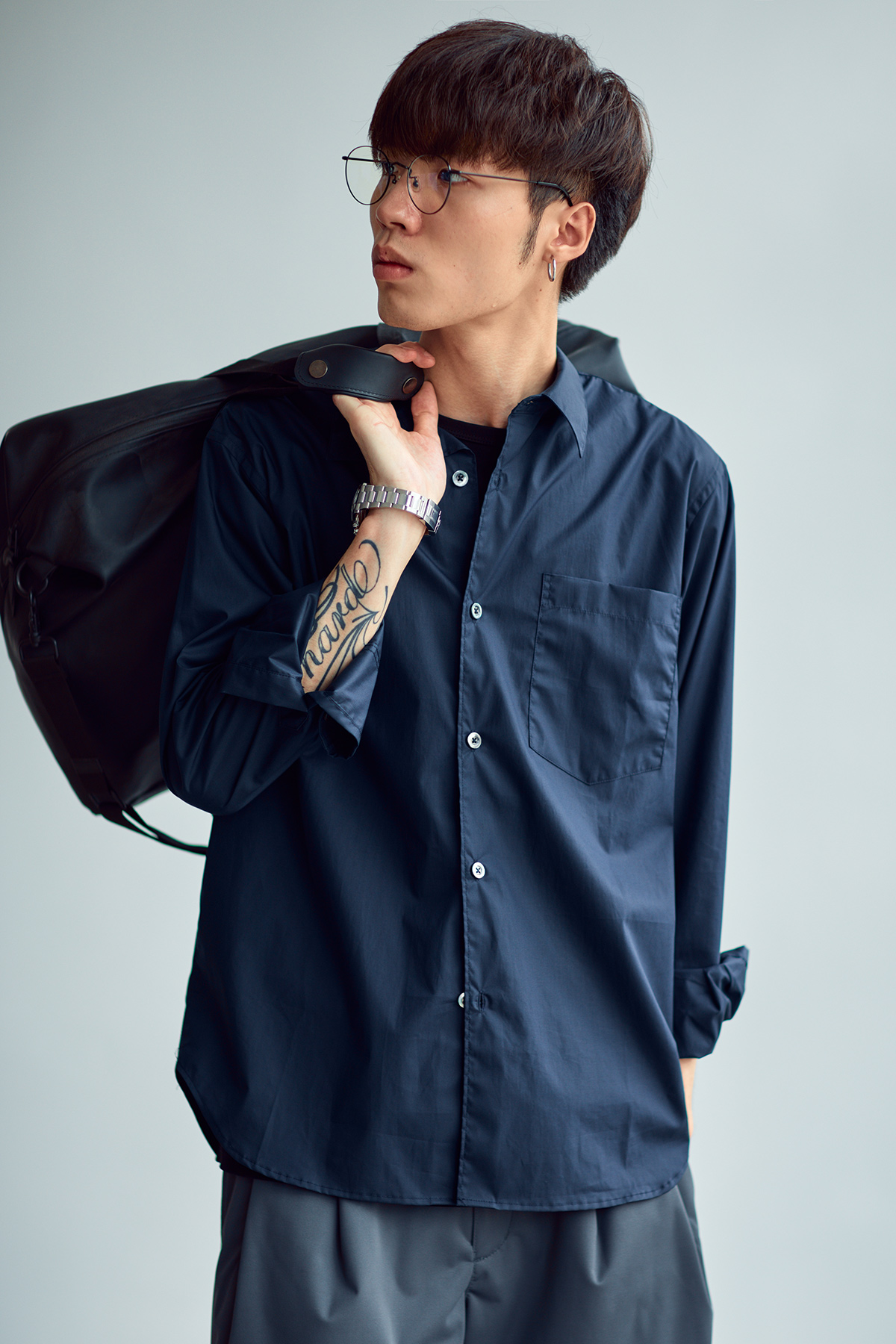 HUMANIMAL 21SS Japan imported fabric ultra-high density poplin cotton long-sleeved shirt fitted cropped shirt