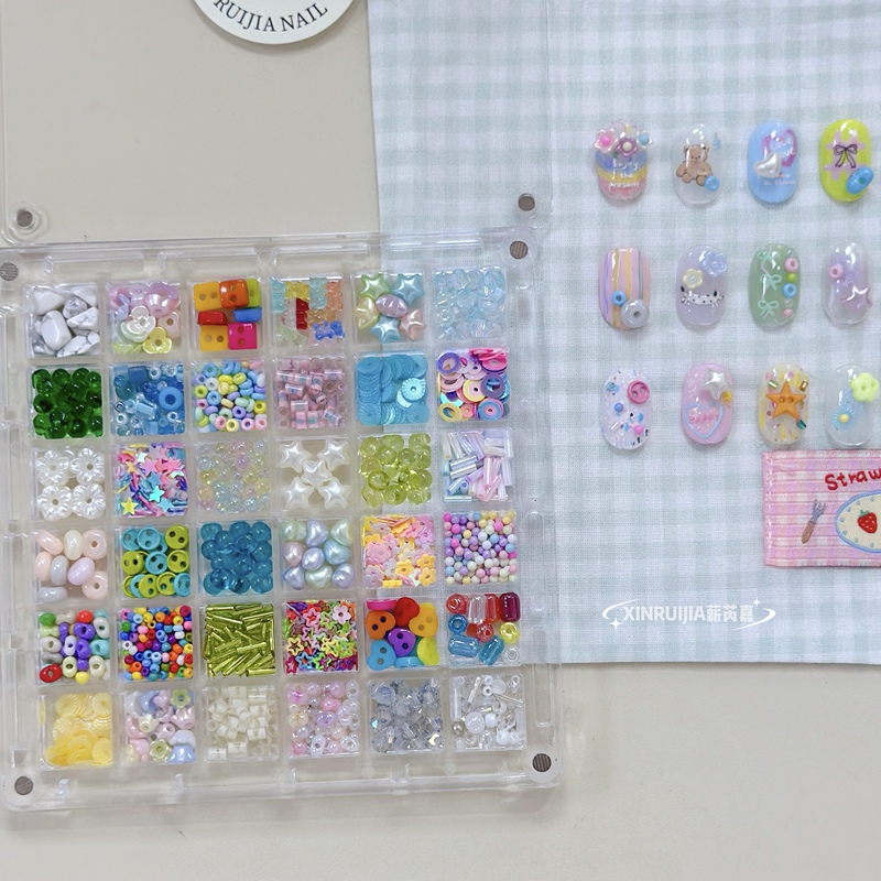 Xinruijia Colorful Amusement Park Series Nail Art Decoration Materials Korean Style Ins Nail Art Materials Beads and Sequins Xinruijia Colorful Amusement Park Series Nail Art Decoration Materials Korean Style Ins Nail Art Materials Beads and Sequins