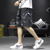 Shorts mens summer 2021 new personality graffiti five-point pants loose size fat fat hip hop pants mens big pants