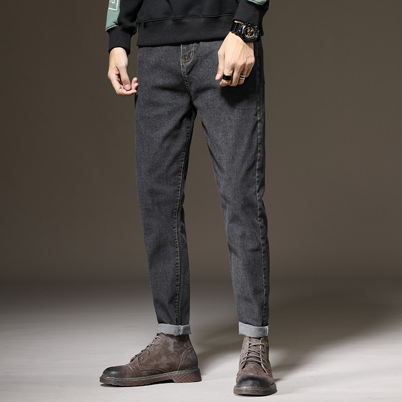 Straight Drum Jeans Male Loose Black Tide matching Martin boots trendy 90% Pants Summer Thin casual long pants