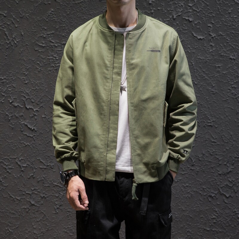 Army Green Baseball Jacket Men's Autumn American Tooling Loose Large Size Pilot Japanese Shawn Yue Tide Jacket