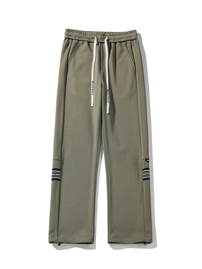 Мужские спортивные штаны в американском ретро-стиле, осень 2024, новая модная модель с вышитыми нашивками, прямые свободные повседневные длинные брюки