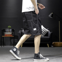 Denim Shorts Mens Summer Thin day series retro loose plus fattening overweight Overalls frock 50% mens pants