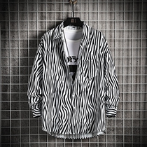 Shirt men long sleeve zebra stripes Japanese loose size trend couple shirt men very fairy top men