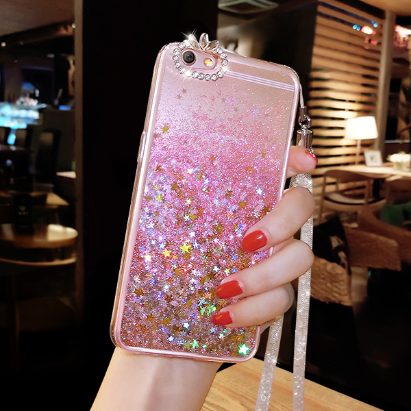 VIVOZ3i mobile phone protective shell transparent women's quicksand Y97X23 X21 liquid flow lanyard anti-fall mobile phone protective shell UD